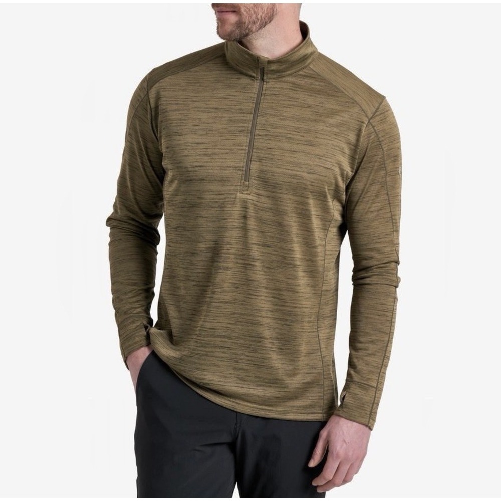 KUHL Alloy 1/4 Zip Pullover Mens L Large Outback Olive Luxe Base Layer Shirt NEW